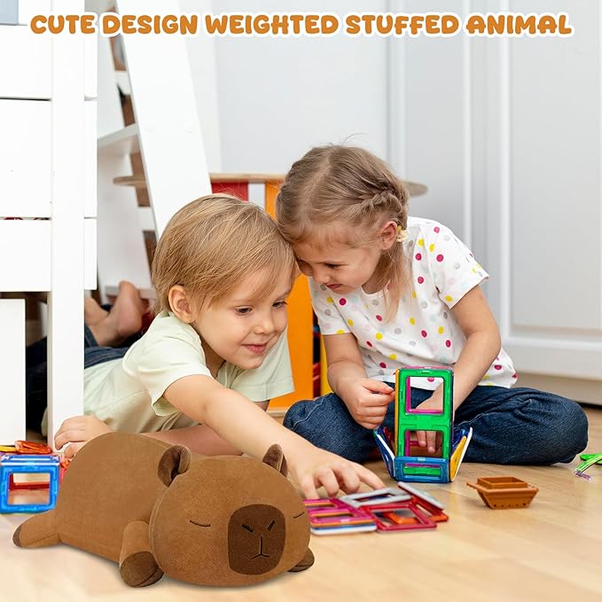 TOYSYM Weighted Stuffed Animals, Capybara Plush with Weighted Beads, Cute Capybara Stuffed Animals Pillow Gifts for Adults Kids Boys Girls 9.8inch