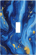 Light Switch Cover Plate Navy Blue Gold Marble Abstract Luxury 1 Gang Wall Plate Cover Single Toggle Outlet Covers Decorative Switch Plate Covers Electrical Faceplate for Bathroom Home Decor