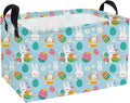 Essme Rectangular Easter Baskets,Pink Easter Storage Basket with Handles for Boys Room Decor, Girls Box,Cute Storage Bin（Blue eggs）