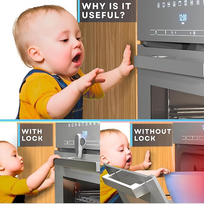 BABY PROOF ME Oven Lock Child Safety, 1 Pack, Oven Door Lock Child Safety, Oven Baby Proofing, Heat-Resistant, Durable & Easy to Install Oven Safety Locks for Toddlers, Baby Proof Oven (White)