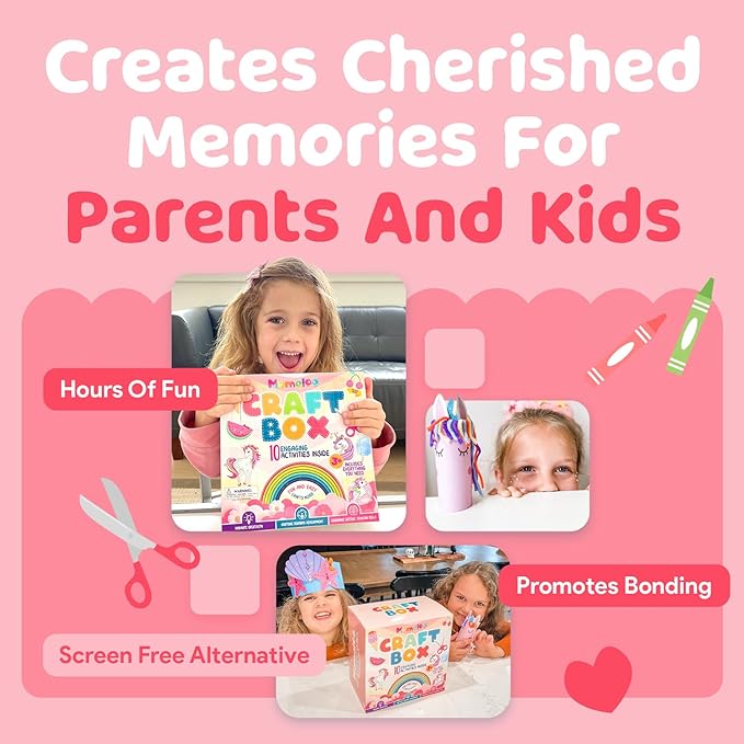 Mumaloo Unicorn Craft Box - 10 Fun Arts and Crafts for Kids Ages 4-8, No Mess, Educational, Mermaid Art Projects, Toddler Crafts & Activities Kit with Supplies, Gift for Girls 3 4 5 6 7 8 Years Old