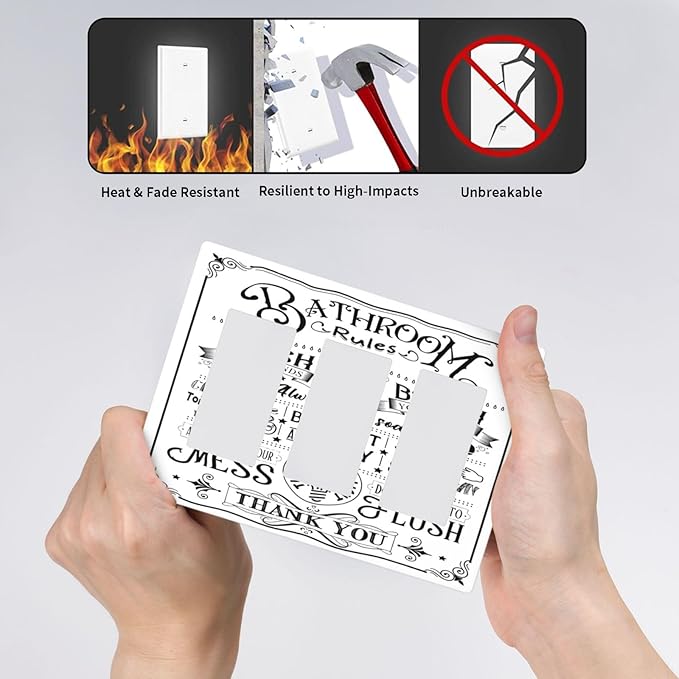 Bathroom Wash Inspirational Quote 3 Gang Triple Rocker/Decorator Light Switch Wall Plate Cover Decorative Gfci Electrical Faceplate Switchplate Room Decorate