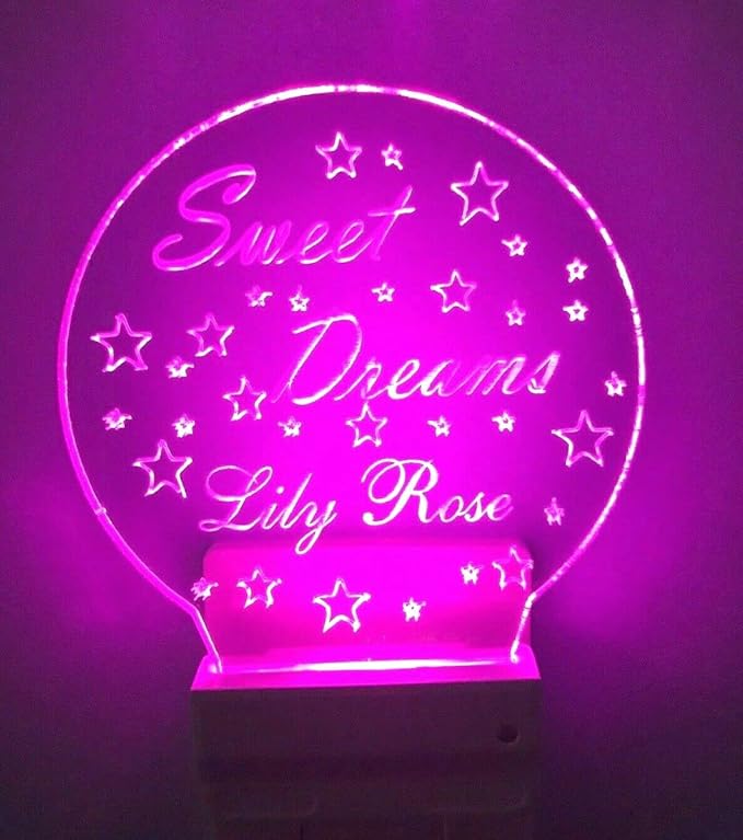 Night Light Multi Color Personalized LED Plug-in, Ultra-Slim Touch Night Light Smart Dusk to Dawn Sensor, Kids Children's Bedroom Kitchen Bathroom Hallway Play Room Variations (Sweet Dreams Stars)