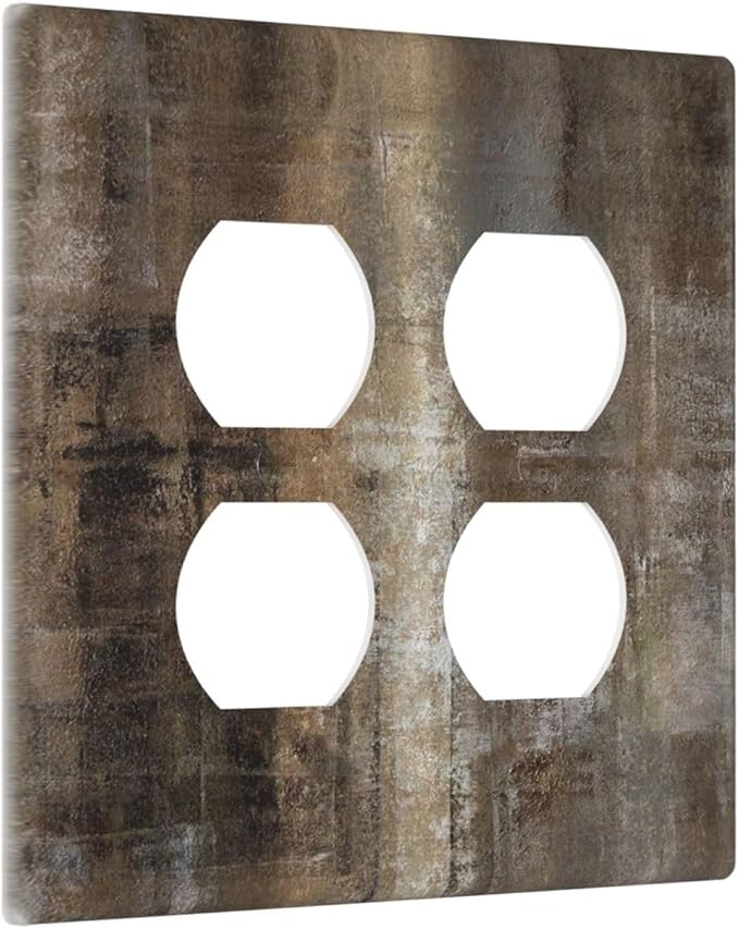Decorative Light Switch Cover Plate Tan Brown Rustic Abstract Wood Vintage Wooden 2 Gang Decorative Switch Plates 1 Toggle Duplex Combo Outlet Covers GFCI Plug Covers Wallplates for Farmhouse Home