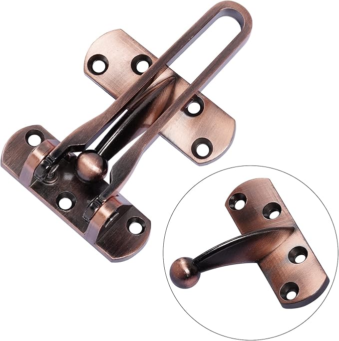 Topbuti Home Security Door Lock, 2 Pack Latch Guard Clasp Front Door Locks for Kids, Home Reinforcement Lock for Swing-in Doors, Hotel Door Latches, Thicken Solid Aluminium Alloy, Classic Bronze