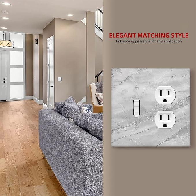 Outlet Covers Gray Marble Pattern 1 Toggle 1 Duplex Switch Plate Covers Electrical Light Switch Cover Plate Decorative Wall Plate Socket Cover for Home Farmhouse Decor