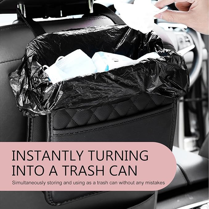Car Seat Back Organizer, Multipurpose Car Organizer Hanging, Waterproof PU Leather Auto Backseat Storage Bag, Travel Essentials Accessories, Universal for Vehicles, Sedan, SUV (Pink)