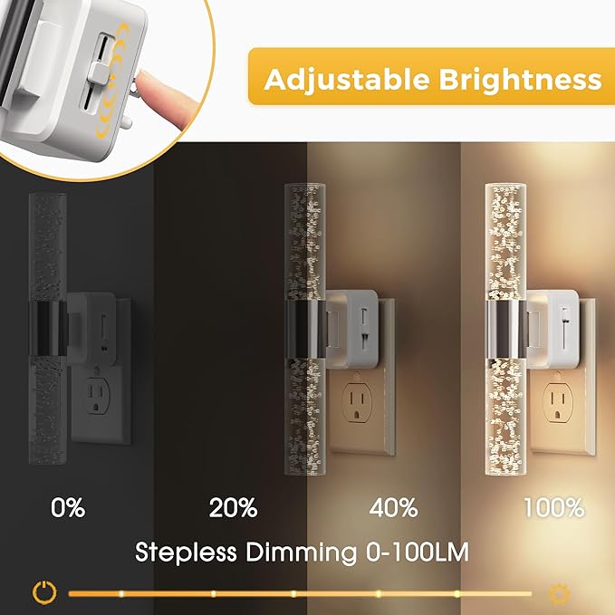 L LOHAS LED Night Light, Night Lights Plug into Wall, 180° Rotating, Auto Light Sensor, Dimmable 100LM, Soft White 3000K, Wall Sconce-Style Design Nightlights for Bedroom Bathroom Hallway, 1 Pack