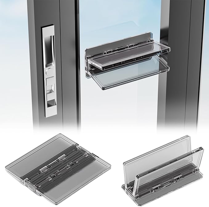 Sliding Door Lock 2 Pack, Child Safety Proof Locks for Sliding Window Security, Sliding Glass Doors Easy Installation, No Tools Required, Extra Strong Adhesive