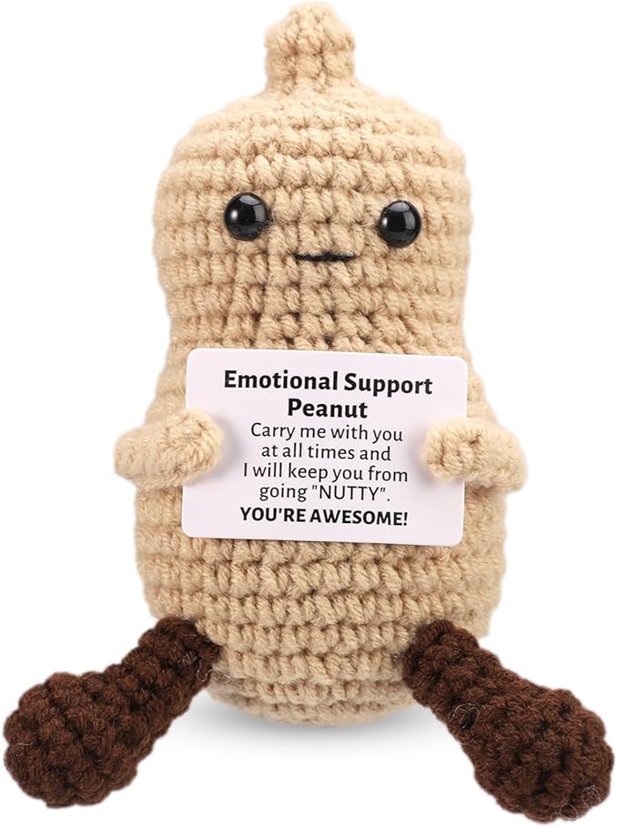 TOYMIS Positive Peanut, 3.94in Wool Yarn Funny Peanut Knitted Toys Emotional Plush Positive Support Gifts and Encouragement Decor for Birthday Anniversary Christmas