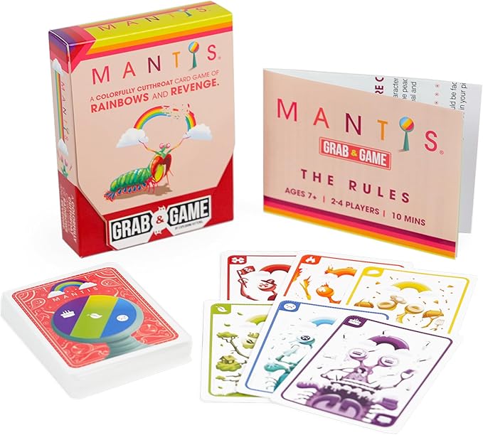 Exploding Kittens Mantis Grab & Game 2-4 Players - Ages 7+ - 10 Minutes to Play - Travel Sized Cutthroat Matching Card Game - Party, Family Night, Kid and Adult Card Game