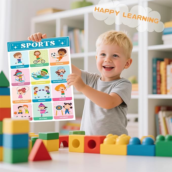 OpalPlat 20 Laminated Educational Posters for Toddlers 1-3, Preschool Classroom Posters, Kindergarten & PreK Learning Materials, Alphabet Number Chart Wall Decor