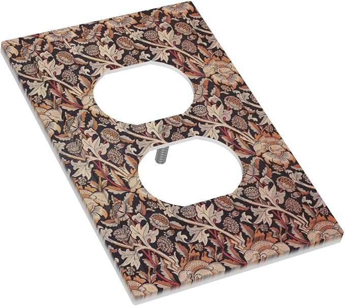 Outlet Covers Vintage William Morris Floral Plants 1 Gang Duplex Light Switch Cover Electrical Receptacle Faceplate Wall Plate Decorative Switch Plates for Bedroom living Room Decor