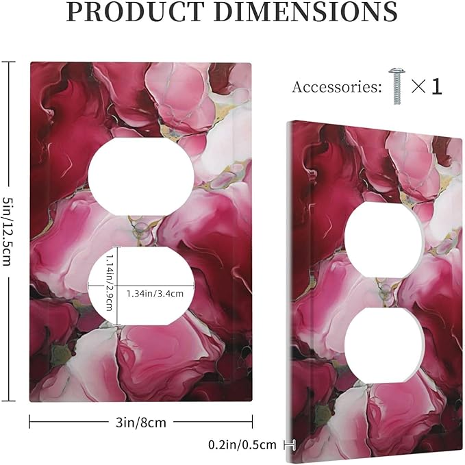 Decorative Outlet Covers Abstract Luxury Red Gold Marble Textures 1 Gang Duplex Light Switch Cover Plate Wall Plates for Electrical Outlets Electrical Switchplate Face Plate for Home Decor