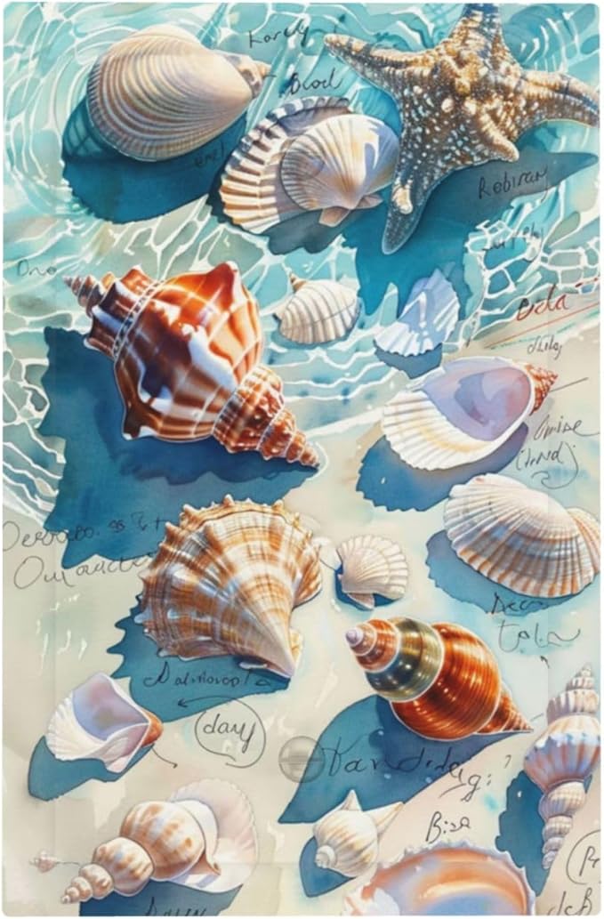 Light Switch Cover Plate Ocean Waves Starfish Conch Scallop Shell 1 Gang No Device Blank Electrical Wall Plates Faceplate Decorative Switch Plate For Kids Room Nursery Decor
