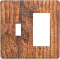 Brown Wood Grain Rustic Natural Burl Print Outlet Covers 1 Toggle 1 Rocker Combination Decorative Wall Plate Electrical Switch Plates Light Switch Cover Plate for Farmhouse Home Decor