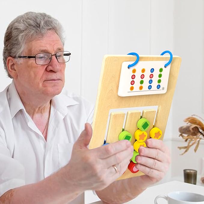 Double Color Matching Games for Dementia Patients, Easy Memory Care Activities for Seniors, Handhold Alzheimers Products for Elderly, Cognitive Puzzle Blocks Maze Busy Board Crafts Gadgets Gifts