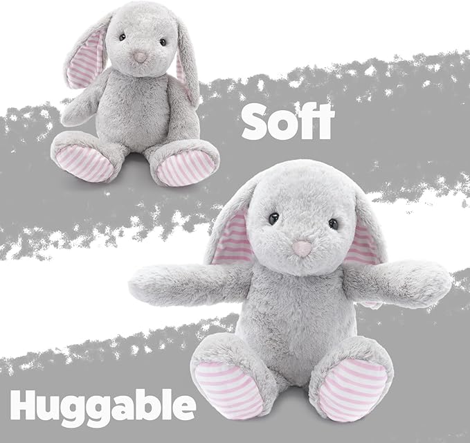 WEIGEDU Gray Bunny Rabbit Stuffed Animals Plush Toys for Kids Girls Boys Baby Birthday Bedtime Gift, 17.7 inches
