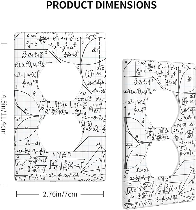Math Formula 1-Gang Duplex Wall Plate, White Mathematics Outlet Cover for Classroom, Study Room, Office & Kids Room