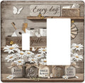 Rustic Daisy Flower Butterfly Inspirational Cottage Outlet Covers 1 Toggle 1 Rocker Combination Decorative Wall Plate Electrical Switch Plates Light Switch Cover Plate for Farmhouse Bedroom Decor
