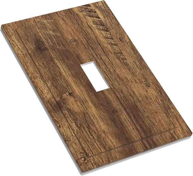 Light Switch Cover Plate Rustic Wood Grain Country Vintage Wooden Board 1 Gang Wallplate Single Toggle Outlet Covers Decorative Switch Plate Covers Electrical Faceplate for Farmhouse Home