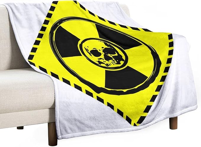 60 x 80 Inches Flannel Throw Blanket Rhombic Yellow Logo Radiation to SkullBirthday Present for Men Women Winter Holiday Soft Blankets for Bedding Sofa