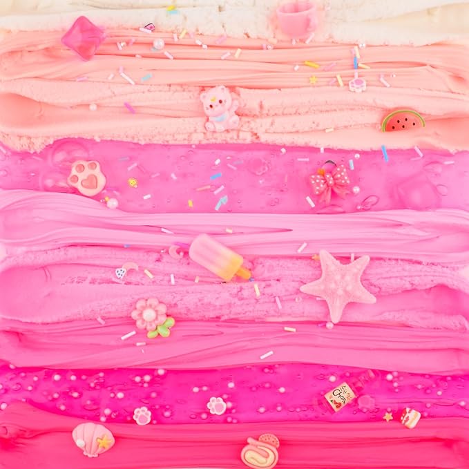 6 Pack Slimes Kit, Pink Slime Kids, Cloud Butter & Clear Slime, Party Favors, Toys for Girls Boys Ages 8-12, Goodie Bag Stuffers,9-10 Year Old Girls Birthday Gift Ideas Cute Stuff
