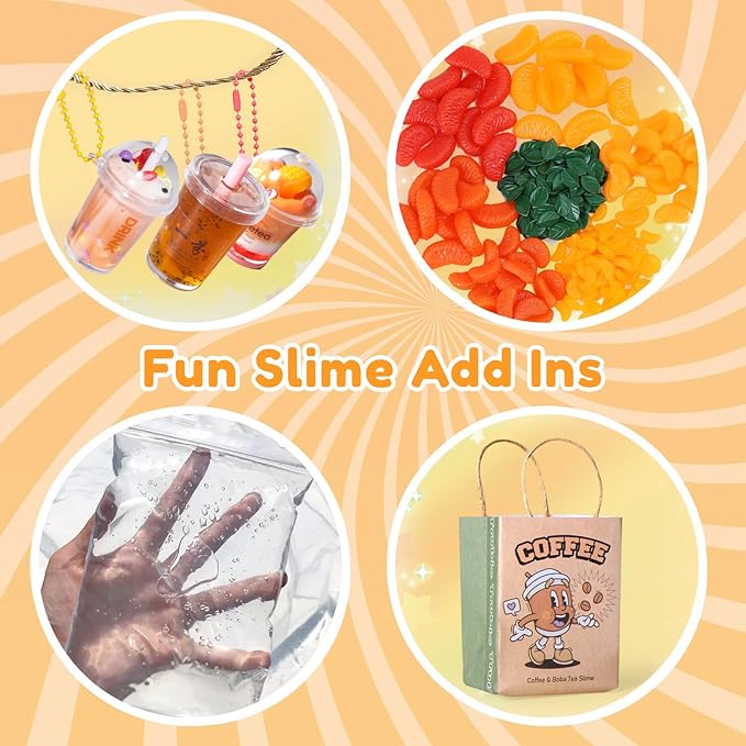 Miniature Cafe & Boba Tea Slime Kit for Kids, 53PCS Mini Dessert Cup Slime Making Kit, Kitchen DIY Pretend Play Food Toys, Party Goodie Bag Stuffers for Girls Ages 4 5 6 7 8 9 10