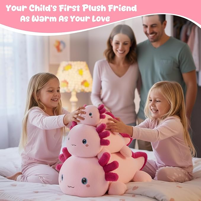 SQEQE Weighted Stuffed Animal Axolotl, Soft Weighted Axolotl Plush Toy, Cute Hugging Pillow Gift for Kids Adults, Home Decoration Valentines Gifts Birthday Present 23.6 Inch, 3.8 Lb
