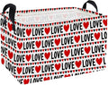 Essme Rectangular Valentine's Day Basket,Heart Storage Bins Organizer with Handles for Girls Room Decor, Gift Basket,Shelf Basket.(Red heart)