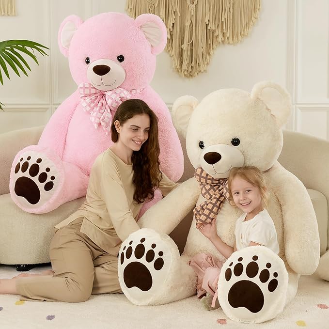 MorisMos 5 FT Big Teddy Bear, 5 Feet Huge Teddy Bears Stuffed Animals for Girlfriend Wife, Cuddly Gift Life Size Bear on Valentines Birthday, 59 Inch, Pink
