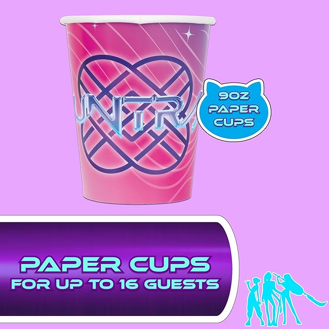 Unique K-Pop Demon Hunters Party Supplies | Complete Tableware Set | Serves 16 | Officially Licensed | Plates, Cups, Napkins, And Cutlery | Birthday Tableware For Kids, Buffets, Easy Cleanup