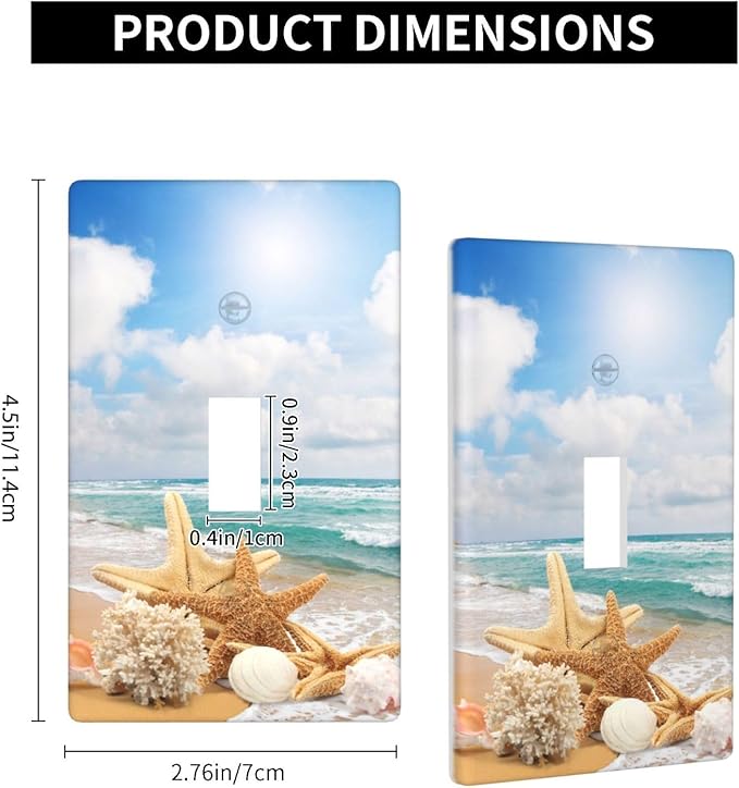 Ocean Beach Seashell Light Switch Cover Plates Decorative Single Toggle Wall Plate, 1 Gang Lightswitch Cover