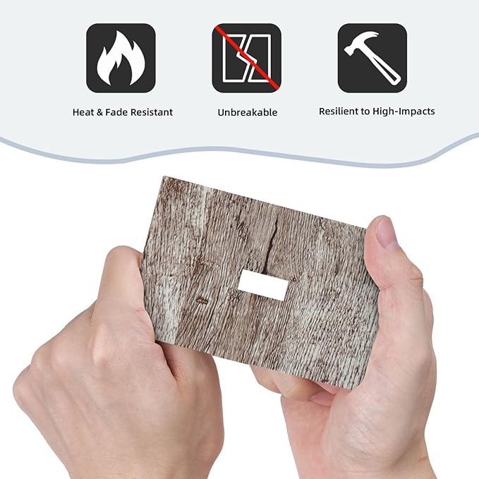 Light Switch Cover Plate Rustic Dark Grey Wood Plank Vintage Texture 1 Gang Wall Plate Cover Single Toggle Outlet Covers Decorative Switch Plate Covers Electrical Faceplate for Farmhouse Home