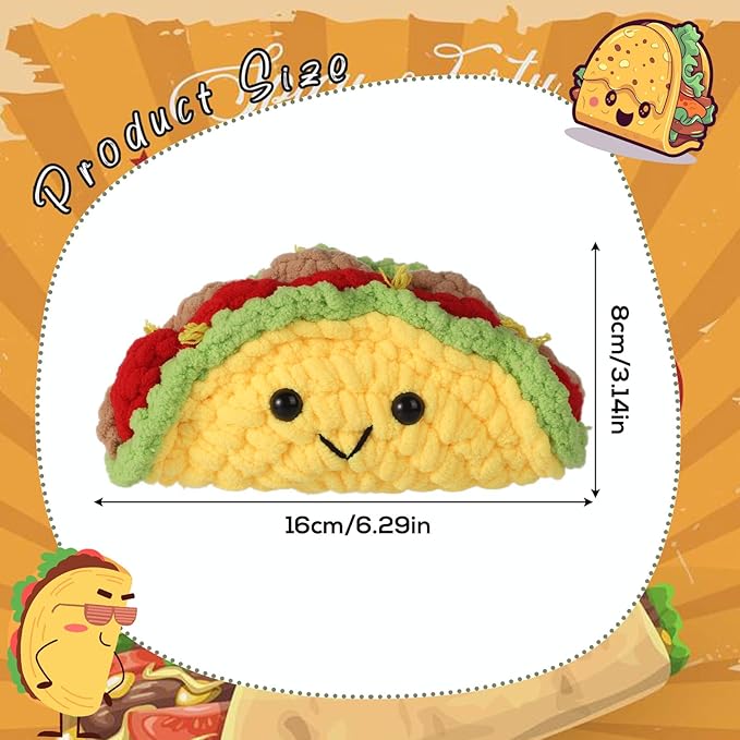 Emotional Support Taco, Crochet Emotional Support Plush, Handmade Taco Potato Toy Plush with Positive Words, Adorable Knitted Doll Inspirational Gift Encouragement Ornament for Friends and Family