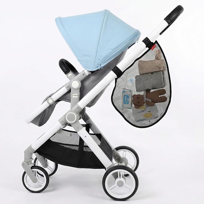 Universal Stroller Organizer Side Sling Stroller Organizer Polyester Net Mesh Bag Fits for Nuna, Baby Jogger, Britax, Uppababy, Doona Strollers