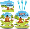 96 Pcs Groundhog Day Plates and Napkins Party Supplies Cute Animals Happy Groundhog Day Decor Tableware for 24 Guests Peeking Out Hole Weather Forecast Spring February 2nd Birthday Party Decorations