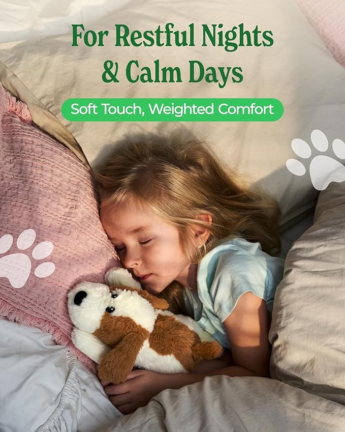 Heatable Weighted Plush Puppy Dog – Cozy Comfort & Security, Soothing Stuffed Animal for Kids & Toddlers, Compact 1.5 lbs – Perfect for Cuddles!