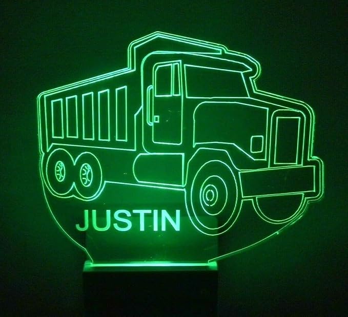 Night Light Multi Color Personalized LED Plug-in, Ultra-Slim Touch Night Light Smart Dusk to Dawn Sensor, Kids Children's Bedroom Kitchen Bathroom Hallway Play Room Variations (Dump Truck Paving)