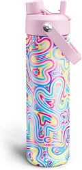 ENCOOL Insulated Water Bottle with Straw Stainless Steel Water Bottle, Leak-Proof, BPA-Free, Double Wall Vacuum Keeps Cold for 24 Hours for Sports, Travel, School (26 oz, Heart Swirl Pink)