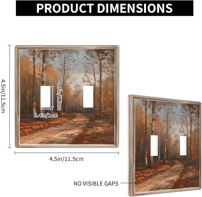 Decorative Art Light Switch Covers Maple Path 2 Gang Double Toggle Wall Plate Decorative Switchcover Electrical Switchplate for Home Decor