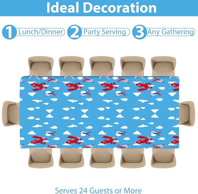 Airplane Birthday Party Supplies Serves 24 Plane Party Paper Plates Napkins Set Airplane Tablecloth Tableware Kit for Baby Shower Decorations Kids Boys Girls