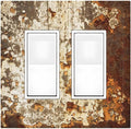 Decorative Outlet Covers Vintage Metal Rust Texture Peeling Paint 2 Gang Double Gfci Rocker Electrical Wall Panels Light Switch Cover Plate For Farmhouse Cabin Decor
