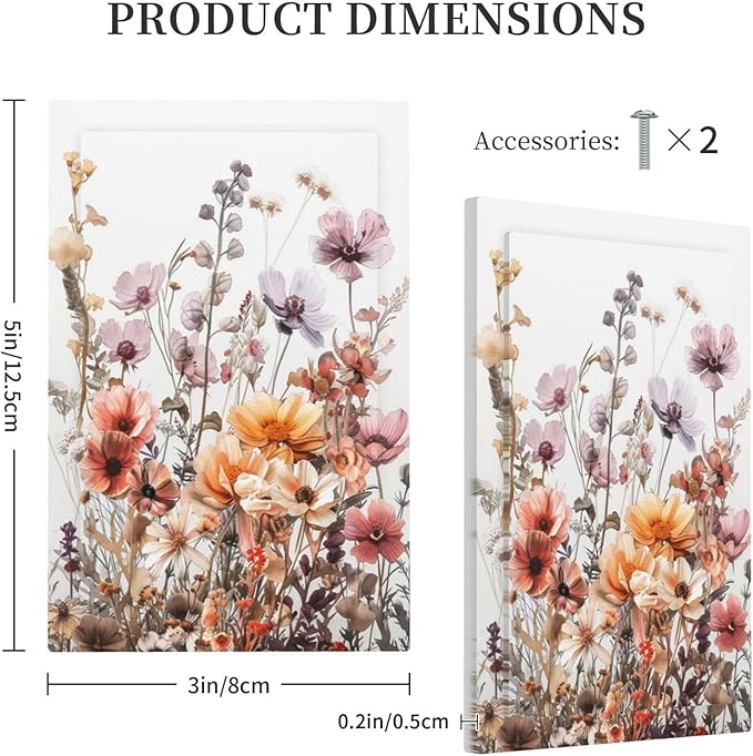 Boho Nursery Wildflower Flora Vintage Flower Light Switch Cover Plate 1 Gang No Device Blank Electrical Wall Plates Faceplate Decorative Switch Plate Covers for Bedroom Living Room Decor