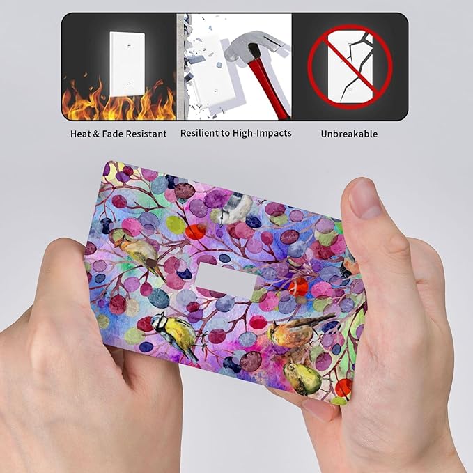 Bird Tree Painting Light Switch Cover Plates Decorative Single Toggle Wall Plate, 1 Gang Lightswitch Cover