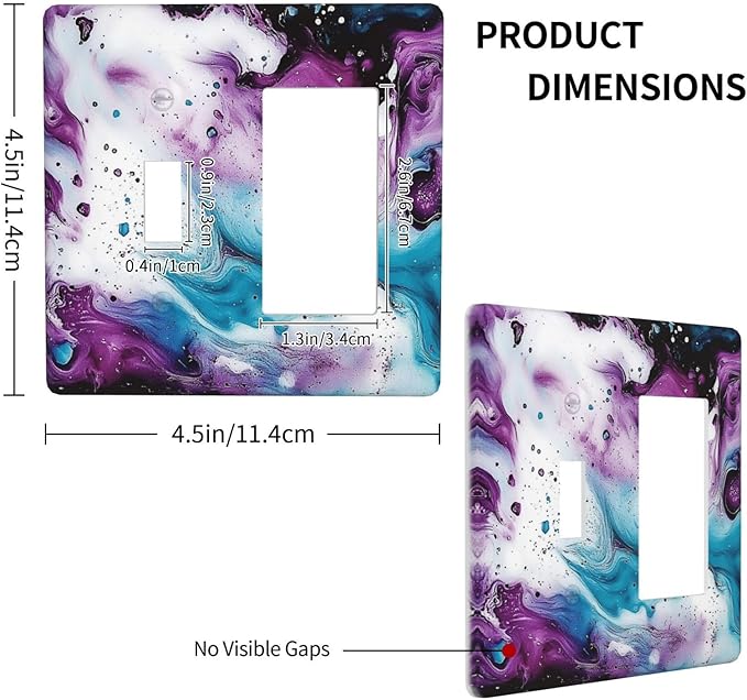 Outlet Covers Purple Blue Swirl Marble Tiles 1 Toggle 1 Rocker Combination Decorative Wall Plate Electrical Switch Plates Light Switch Cover Plate For Bed Room Living Room Decor