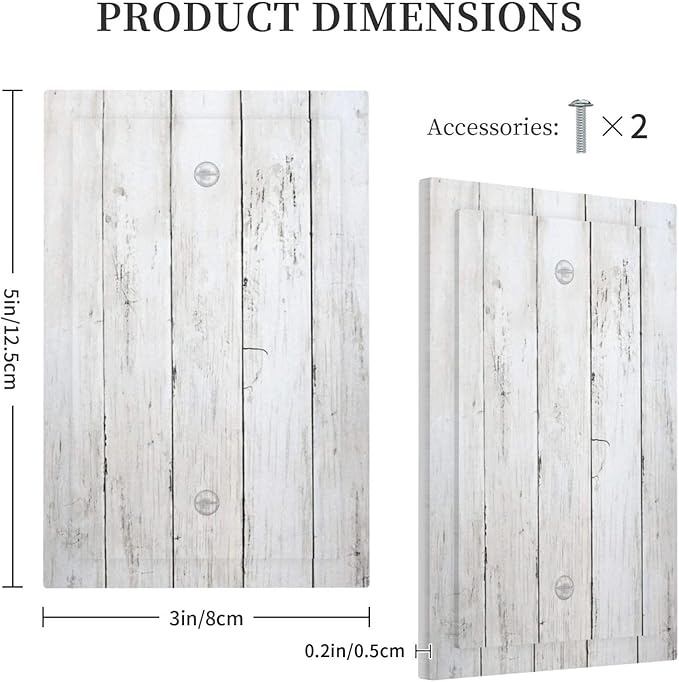 Modern Rustic Wood White Oak Print Light Switch Cover Plate 1 Gang No Device Blank Electrical Wall Plates Faceplate Decorative Switch Plate Covers for Farmhouse Home Decor