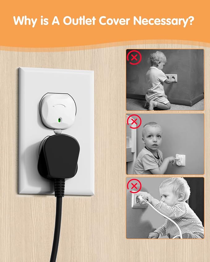 Outlet Covers Baby Proofing, 60 Pack Plug Covers Baby Proofing, Outlet Plug Covers for US 3-Prong to Prevent Electric Shock, Outlet Covers for Home, Office, School, Kindergarten, White