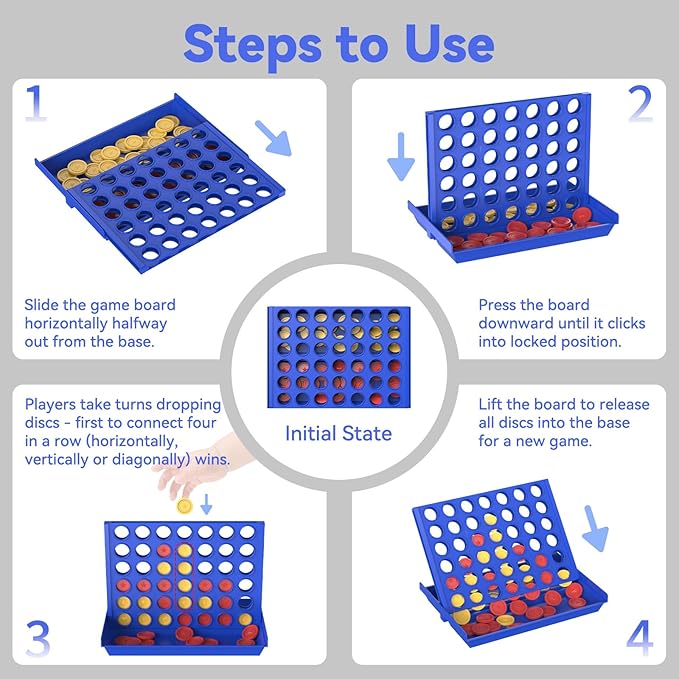 Pup Go Standard Size 4 in a Row Board Games for Kids Ages 3 for Boys Girls Teens, Classic Family Game Educational Toy, Portable 2-Player Strategy Games, 6 Spare Discs Included