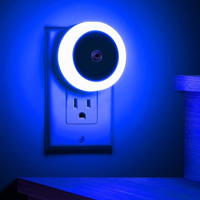 Briignite 4 Pack Blue Night Light, LED Night Lights for Kids, Plug in Nightlight, Light Sensor Night Lights, Smart Night-Light, Hallway Lights, Wall Light, Nightlight for Adult, Blue Light, 0.6W 60LM